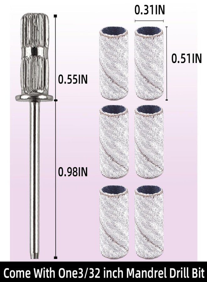 TKYZMS 100 Pcs (180 Grit White)Sanding Bands Nail Drill Bit with 0.31in diameter,Nail Drill Bits Extreme Fine Grit Sanding Band,Sanding Belt Upgrade Mandrel Bits,Professional Nail Drill Bit for Acrylic Nails - Image 2